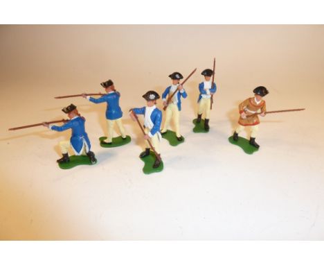 * Britains Swoppets set 7384, American War of Independence American Infantry first series, set 7384 (E-VG) 1965 (6)
*VAT on I