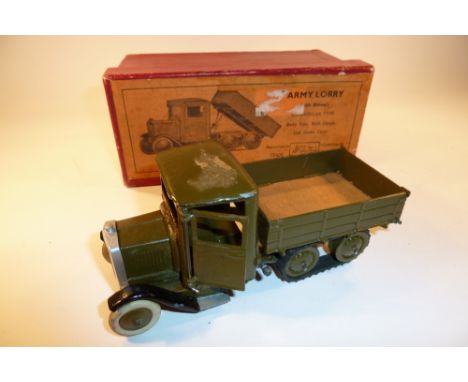 Britains set 1333, Army Lorry, Caterpillar Tracks square nose, khaki finish, smooth white rubber tyres, in original illustrat