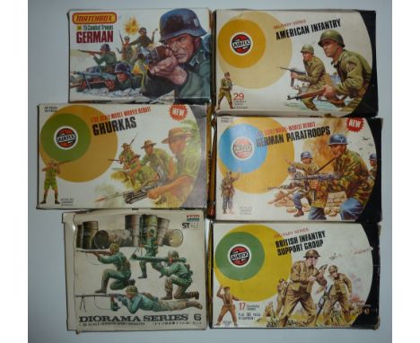 Airfix and other 1/32 scale plastic figures six boxed sets (unchecked), with loose Airfix Waterloo Imperial Guard and British