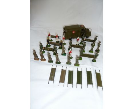 From set 1897, Britains Motor Ambulance and Personnel Army Motor Ambulance with driver stretcher and casualty (VG), four stre