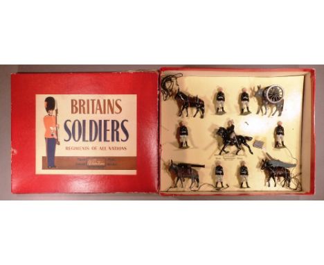 Britains set 28, Mountain Artillery with six pieces of ammunition in original  ROAN box (E, box F, two lid corners split) 195