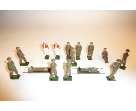 * Britains set 1897, Royal Army Medical Corps including RARE khaki nurse with brown driving gloves, preceding the later femal