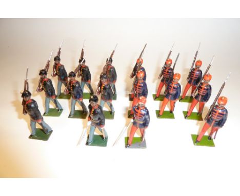 Britains sets 177 and 178, Austrian Infantry of the Line and Foot Guards FIRST VERSION dated 16.2.1908 (VG-G,  repaired and r