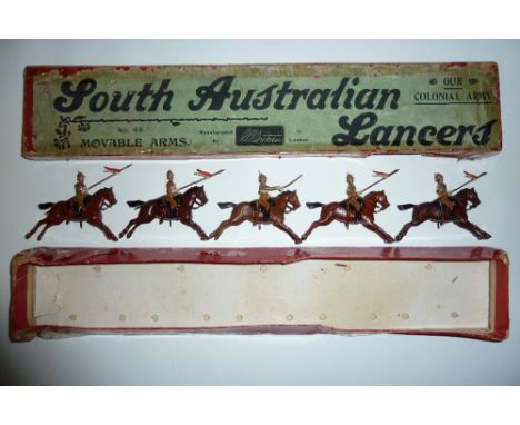 Britains RARE set 49, South Australian Lancers THIRD VERSION, one eared horses, dated, with officer, in original Printers typ