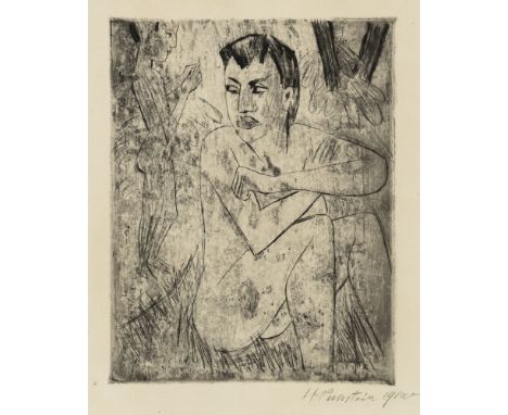 Pechstein, MaxZwickau, 1881 - Berlin, 195526,5 x 20,5 cm, R."Vergrämt", 1920. Radierung auf Bütten. In Bleistift unten rechts