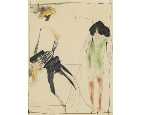Janssen, HorstHamburg, 1929 - 199540 x 29,5 cm, R."Susanne", 1960er Jahre. Bleistift und Farbkreide auf Papier. In Bleistift 