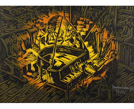 Immendorff, JörgBleckede bei Lüneburg, 1945 - Düsseldorf, 200751 x 72 cm, R.Ständchen für B. und D., 1991/2003. Farbserigraph