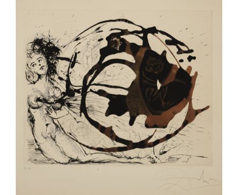 Dalí, SalvadorFigueras, 1904 - Cadaques, 1989Blattgröße: 56 x 76,5 cm; 40 x 49,5 cm, o. R."Milchstraße", 1963 - 1965. Farbrad