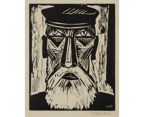 Pechstein, MaxZwickau, 1881 - Berlin, 195540 x 32 cm, R."Fischerkopf IX", 1921. Holzschnitt auf Bütten. In Bleistift unten re