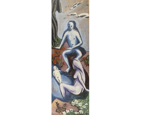 Laely, ChristianInkwil, 1913 - Sens, 1992245,5 x 80 cm, R."Dreiklang", 1989. Öl auf Holz. In Öl rückseitig monogrammiert, dat
