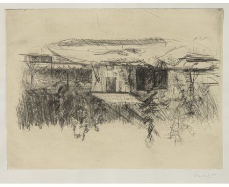 Baselitz, GeorgDeutschbaselitz, 1938Blattgröße: 50 x 70 cm, R.Ohne Titel, 1972. Kaltnadelradierung auf aufgewalztem China, au