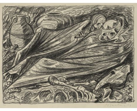 Barlach, ErnstWedel, 1870 - Rostock, 193827,3 x 36,2 cm, R."Königsgrab", 1930. Lithografie auf Bütten. In Bleistift unten rec