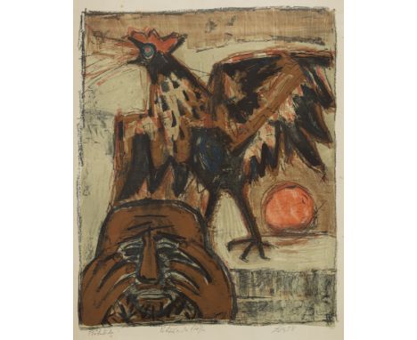 Dix, OttoGera, 1891 - Singen, 1969Blattgröße: 65 x 52,3 cm; 57 x 45,5 cm, R."Petrus und der Hahn", 1958. Farblithografie auf 