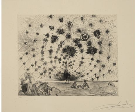 Dalí, SalvadorFigueras, 1904 - Cadaques, 1989Blattgröße: 56,5 x 76 cm; 39,5 x 40 cm, o. R."Argus", 1963 - 1965. Radierung und