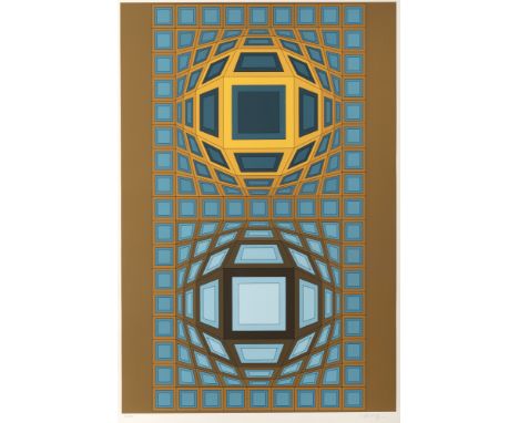 Vasarely, VictorPécs/Ungarn, 1908 - Paris, 199794 x 64 cm, R.Ohne Titel. Farbserigraphie auf Bütten. In Bleistift unten recht