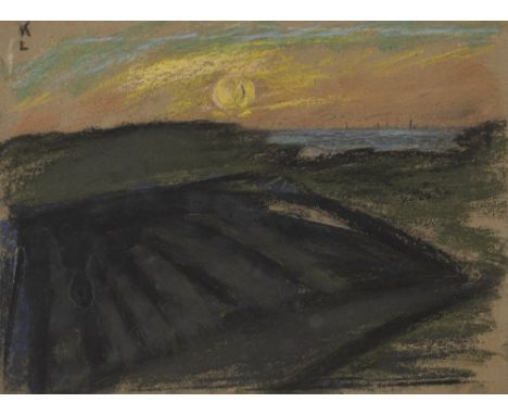 Loewenthal, KätheBerlin, 1878 - Ghetto Izbica, 194224 x 32 cm, R.Landschaft mit untergehender Sonne. Pastell auf Papier. In P