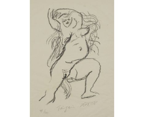 Dix, OttoGera, 1891 - Singen, 1969Blattgröße: 50 x 32 cm, o. R."Tänzerin", 1968. Lithografie auf Japanpapier. In Bleistift un