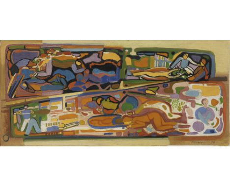 Ackermann, MaxBerlin, 1887 - Unterlengenhardt, 197531 x 66 cm, R."Sommerliches Wochenende", 1930. Öl auf Karton. In Öl unten 