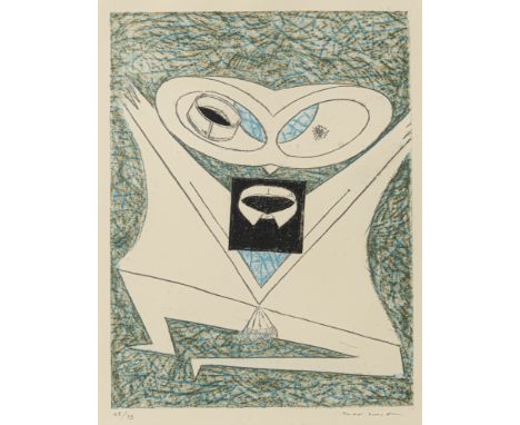 Ernst, MaxBrühl, 1891 - Paris 197632,5 x 25 cm, R.Ohne Titel, 1974. Farblithografie auf Bütten aus der Folge "Festin". In Ble