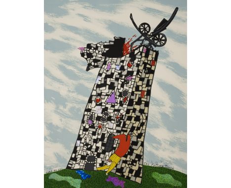 Saint Phalle, Niki deNeuilly-sur-Seine, 1930 - San Diego, 200275 x 56,5 cm, o. R."The falling tower", 1997. Farblithografie m