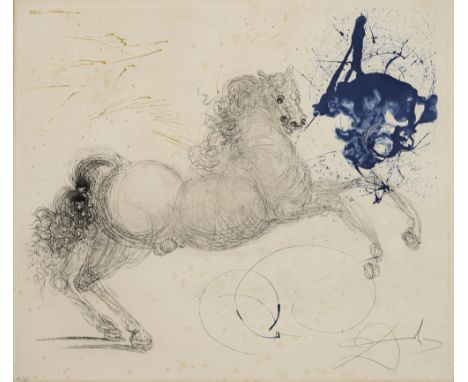 Dalí, SalvadorFigueras, 1904 - Cadaques, 1989Blattgröße: 56,5 x 76 cm, o. R."Pegasus", 1963 - 1965. Farbradierung mit Heliogr