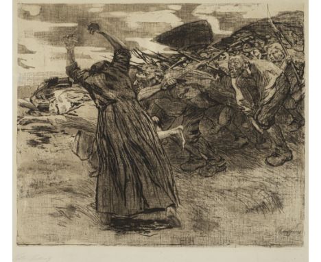 Kollwitz, KätheKönigsberg, 1867 - Moritzburg, 194550,5 x 59 cm, R."Losbruch", 1903. Radierung auf Kupferdruckpapier aus dem Z