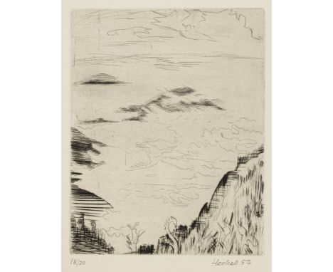 Heckel, ErichDöbeln, 1883 - Hemmenhofen, 1970Blattgröße: 49,5 x 38 cm; 24,6 x 19,6 cm, o. R."Berge im Nebel", 1954. Radierung