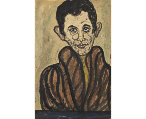 Ghizzardi, PietroPavesina, 1906 - Boretto, 198678 x 51 cm, R."Autoritratto", 1972. Mischtechnik auf Karton. In Kugelschreiber