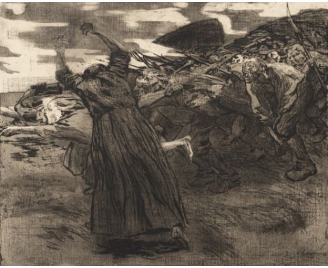 Kollwitz, KätheKönigsberg, 1867 - Moritzburg, 1945Blattgröße: 56 x 73 cm; 51 x 59,5 cm, o. R."Losbruch", 1903. Radierung auf 