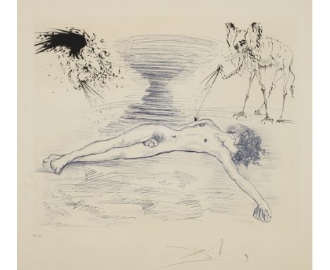 Dalí, SalvadorFigueras, 1904 - Cadaques, 1989Blattgröße: 56 x 76 cm; 40  x 40,5 cm, o. R."Hypnos", 1963 - 1965. Farbradierung