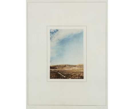 Richter, GerhardDresden, 1932Blattgröße: 50 x 39,5 cm; 20,2 x 13,5 cm, o. R."Landschaft I", 1971. Farbheliogravure auf leicht