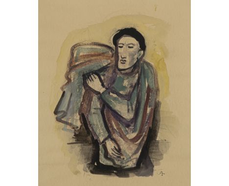 Hofer, KarlKarlsruhe, 1878 - Berlin, 1955Blattgröße: 54 x 40 cm, R.Mann mit Umhang. Aquarell über Bleistift auf leichtem Kart