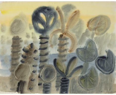 Bargheer, EduardFinkenwerder, 1901 - Hamburg, 197949 x 62 cm, R.Palmengarten, 1972. Aquarell auf Bütten. In Bleistift unten r