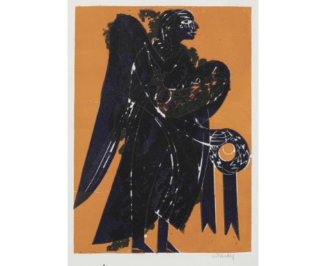 Grieshaber, HAPRot an der Rot, 1909 - Reutlingen, 1981Blattgröße: 67 x 52 cm, R.4 Bl.: "Weihnachtsengel", "Kreatur", "Tiereng