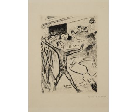 Pechstein, MaxZwickau, 1881 - Berlin, 1955Blattgröße: 37,2 x 27 cm; 22,2 x 16,5 cm, o. R."Heidenstamm III", 1918. Radierung a