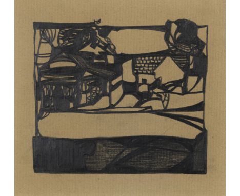 Hölzel, AdolfOlmütz, 1853 - Stuttgart, 193412 x 13 cm, R.Landschaft mit Häusern. Graphit auf Papier.Privatsammlung, Baden-Wür