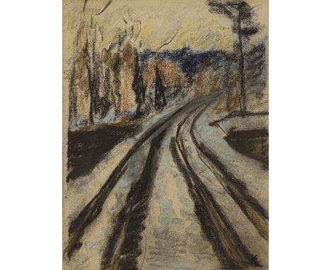 Loewenthal, KätheBerlin, 1878 - Ghetto Izbica, 194231,5 x 24 cm, R.Waldweg im Winter. Pastell auf Papier. In Pastell unten re