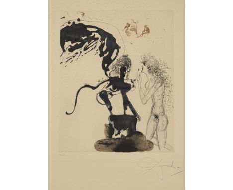 Dalí, SalvadorFigueras, 1904 - Cadaques, 1989Blattgröße: 75,5 x 56 cm; 49,5 x 39,5 cm, o. R."Ödipus", 1963 - 1965. Farbradier