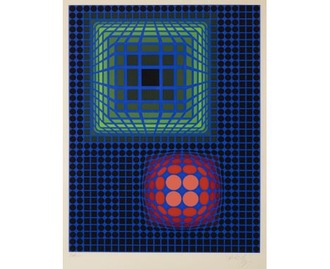 Vasarely, VictorPécs/Ungarn, 1908 - Paris, 199772 x 54 cm, R.Ohne Titel. Farbserigraphie auf festem Papier. In Bleistift unte