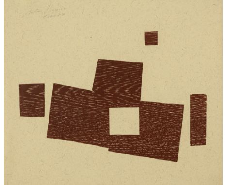 Bissier, JuliusFreiburg, 1893 - Ascona, 1965Je 25 x 29 cm, R.2 Bl.: Ohne Titel, 1954. Holzschnitt und Farbholzschnitt auf Pap