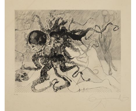 Dalí, SalvadorFigueras, 1904 - Cadaques, 1989Blattgröße: 56,5 x 76 cm; 39 x 40,5 cm, o. R."Medusa", 1963 - 1965. Radierung un
