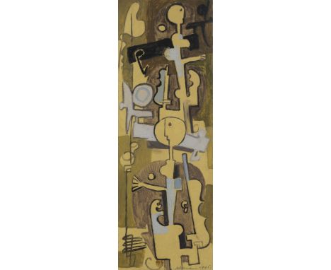 Ackermann, MaxBerlin, 1887 - Unterlengenhardt, 197545 x 15,5 cm, R.Ohne Titel, 1945. Öl und Tempera auf festem Papier. In Tus