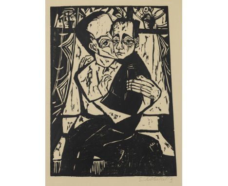 Heckel, ErichDöbeln, 1883 - Hemmenhofen, 1970Blattgröße: 61,3 x 44 cm; 41,5 x 30,7 cm, R."Geschwister (Die Geschwister)", 191