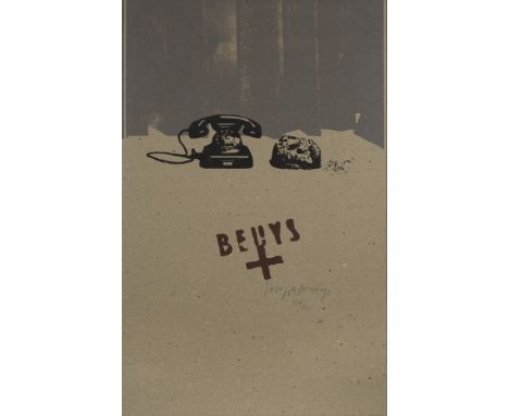 Beuys, JosephKleve, 1921 -  Düsseldorf, 198699 x 60 cm, R."Erdtelephon", 1973. Farbserigraphie auf Filzpappe. In Bleistift in