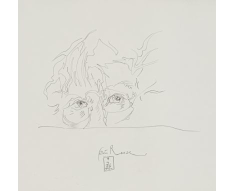 Janssen, HorstHamburg, 1929 - 199534 x 43,5 cm, R.Selbstbildnis, 1976. Bleistift auf Papier. In Bleistift unten mittig signie