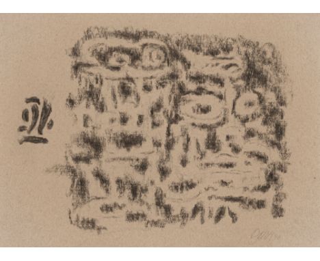 Baumeister, WilliStuttgart, 1889 - 195524 x 31,5 cm, R."Giganten", 1946. Kohle auf rosafarbenem Bütten. In Bleistift unten re