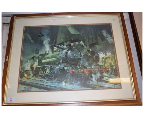 OAK FRAMED PRINT OF THE GREAT MARQUIS STEAM ENGINE 