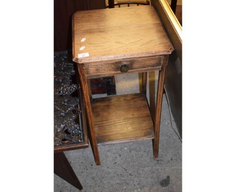 OAK FRAMED SINGLE DRAWER SIDE TABLE WITH OPEN SHELF 