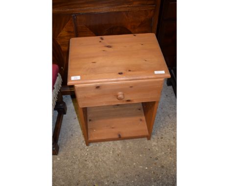 PINE FRAMED SINGLE DRAWER SIDE CUPBOARD WITH OPEN SHELF 