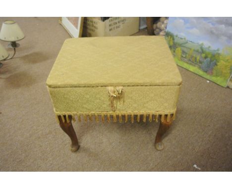 FURNITURE/ HOME - A vintage sewing box stool, complete with related contents.